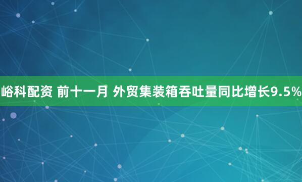 峪科配资 前十一月 外贸集装箱吞吐量同比增长9.5%